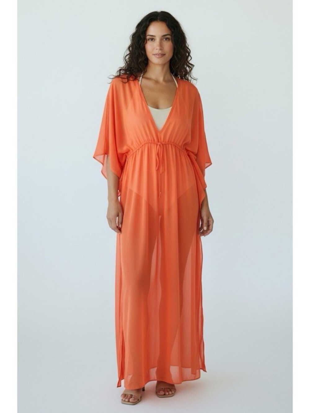 *Tommy Bahama Sheer Maxi Swim Cover-Up Womens S? Orange Beach Resort Travel
